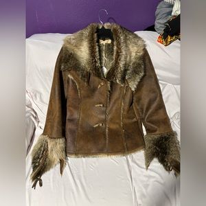 Scully Ladies Faux Toggle Fur Jacket Java 100% Polyester Luxurious